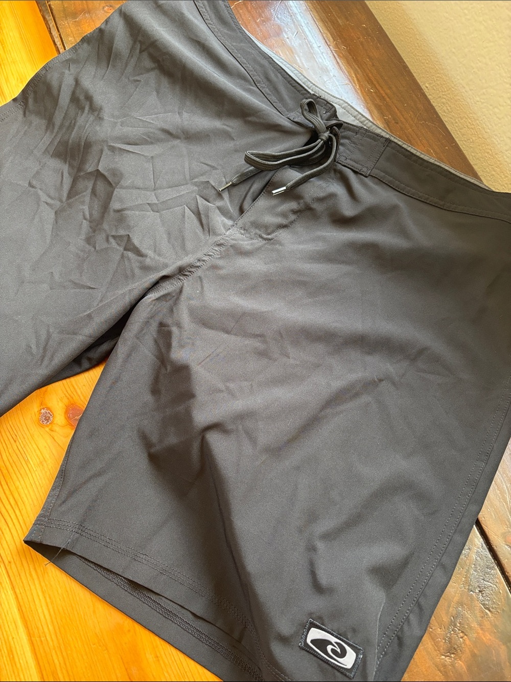 Men's Black Board Shorts with Drawstring Waist